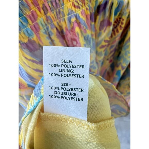 NWT Ramy Brook Frankie Chiffon Mini Dress, Tie Straps, Smocked Waist‎ Yellow M - Picture 9 of 16